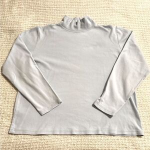 Eddie Bauer Mock Neck Large Light Blue Long Sleeve 100% Cotton Minimalist Basic